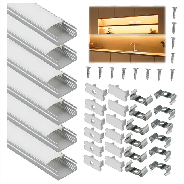 6m Perfil Aluminio Riel Con Difusor Tira Led Para Cinta Led