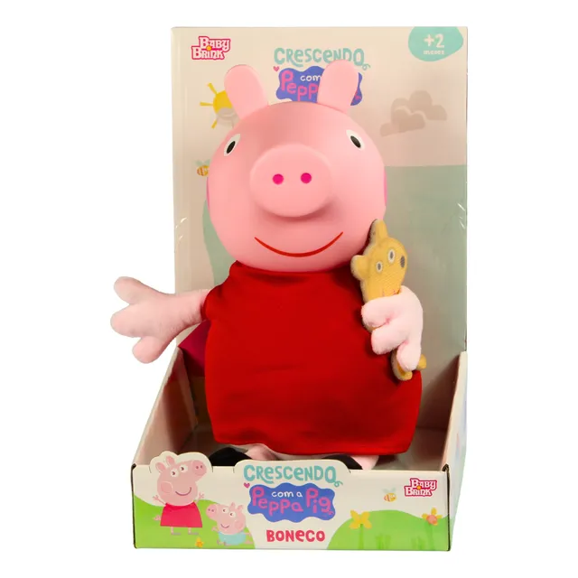 Boneca Peppa Pig Pelucia Com Mascote Original Licenciado