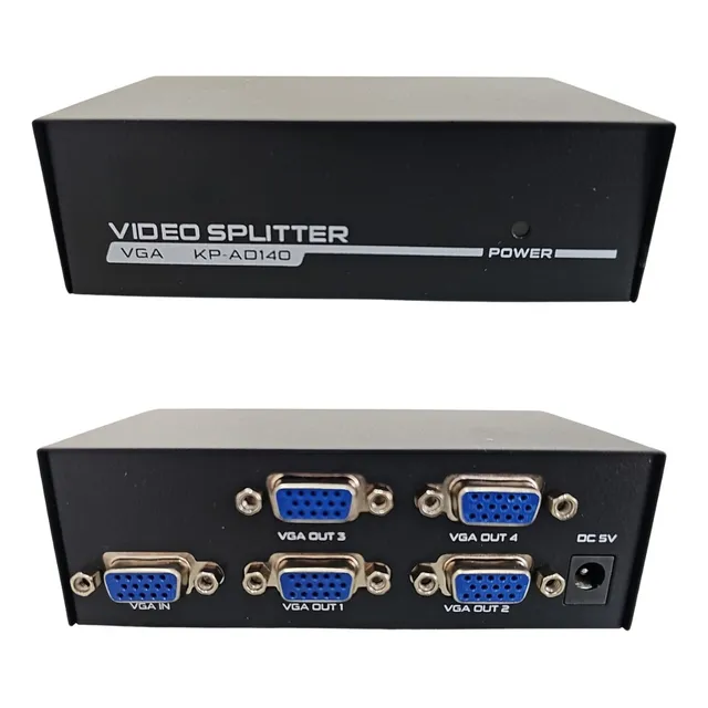 Divisor De Vídeo Splitter Vga 1x4 Pc Monitor Tv Projetor