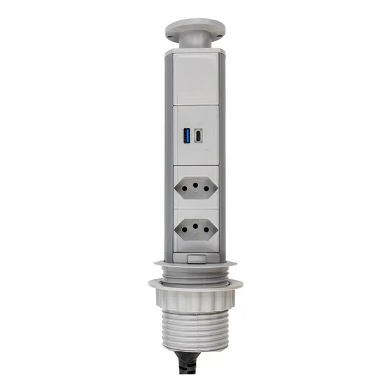 Torre Tomada Retrátil Embutir Mesa 2 Elétrica 20a 2usb Totem