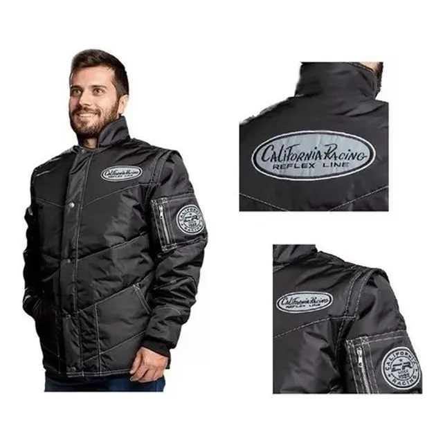 Jaqueta Moto Blusa Califórnia Nylon Racing Refletiva Preta