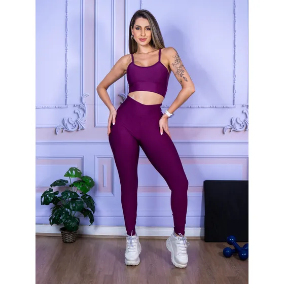 Conjunto Fitness Legging E Top Alça Feminino Roupa Ginástica
