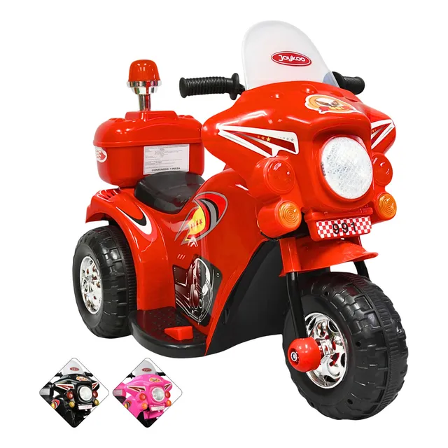 Moto Montable Eléctrica Para Niños Luces Y Sonido Bateria 6v Rojo JOYKOO