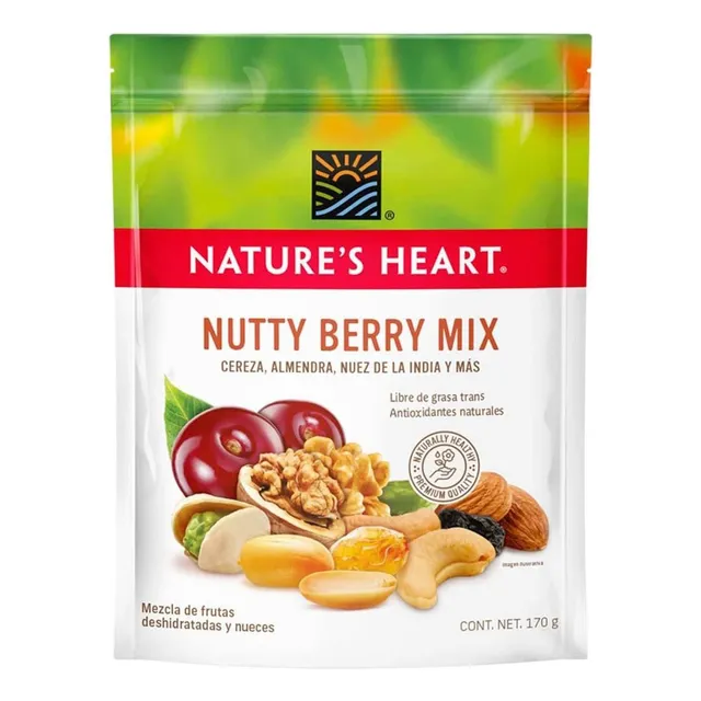Bolsa Nature's Heart Nutty Berry Mix Nueces Y Fruta Deshidratada De 170g