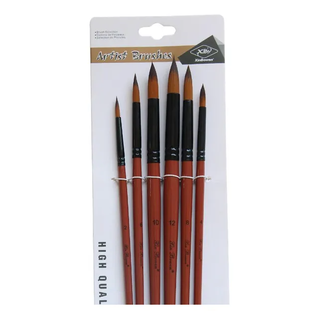 Set De 6 Pinceles Redondos Rojos Xin Bowen