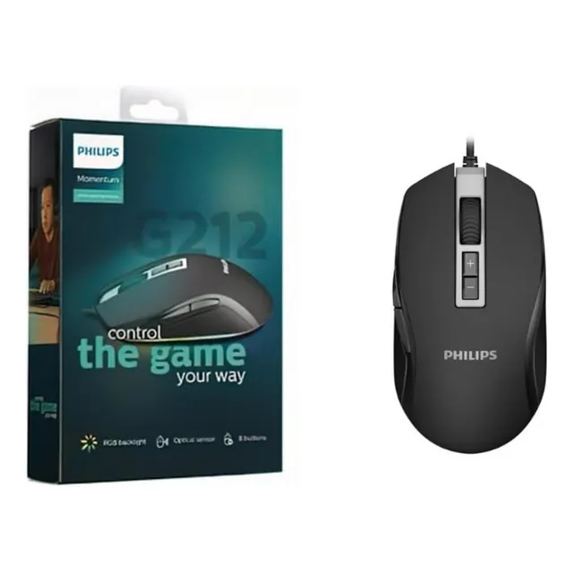 Mouse Gamer Philips Spk9212 8 Botones Dpi 6400 + Envio 