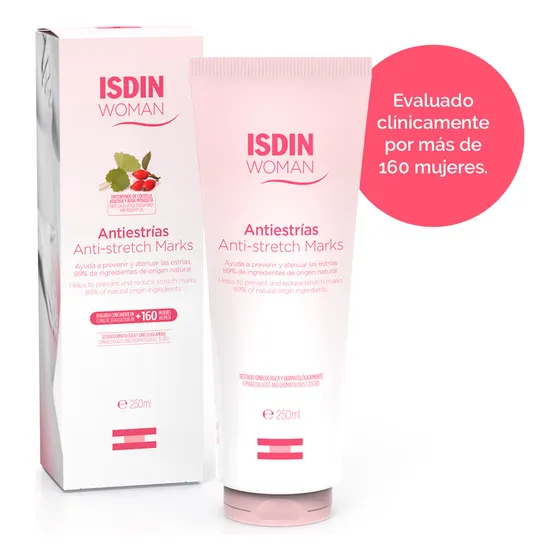 Isdin Woman Crema Corporal Antiestrías Hidratante Previene Y Atenúa Estrías Tipo de envase Pomo Fragancia Delicada Tipos de piel Sensible