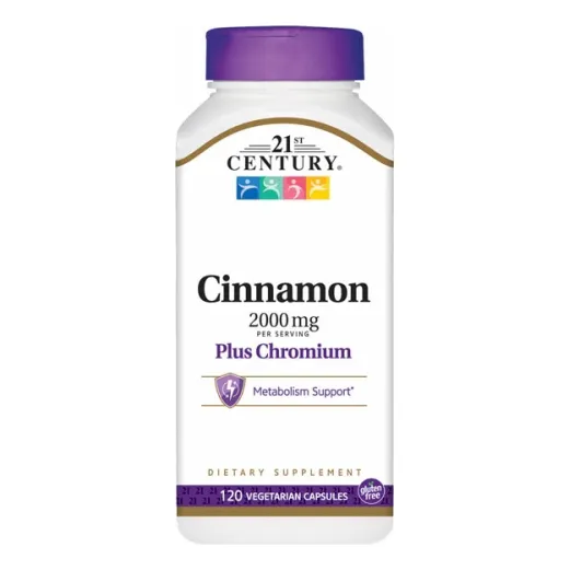 Suplemento 21st Century Cinnamon Plus Chromium 120 Cápsulas 