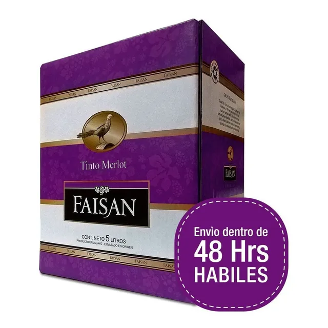 Vino Faisan Tinto Merlot 5lt Ideal Camping Caja Con Canilla