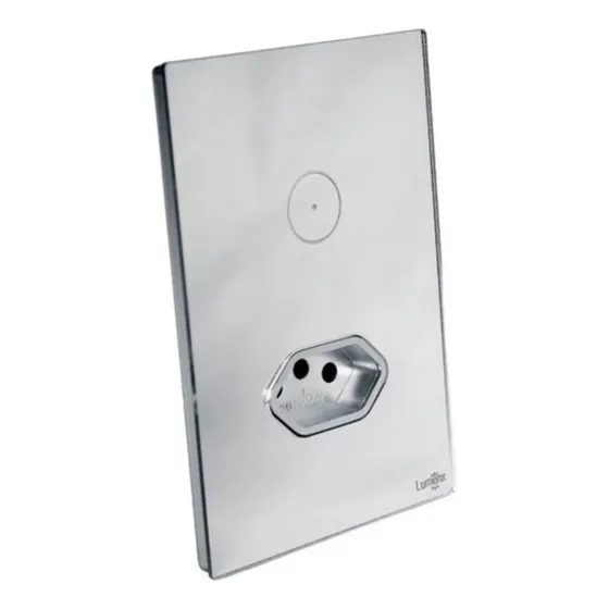 Interruptor Touch 1 Botão Com Tomada 4x2 Lumenx Cor Prata 20a 127/220v