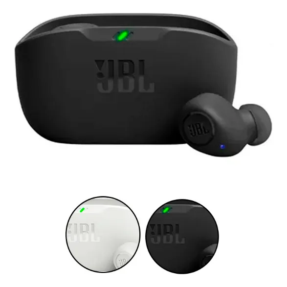 Auriculares Bluetooth Jbl Wave Buds Tws, color negro
