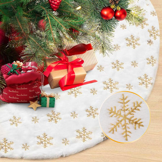 Falda Piede Árbol Navidad 122cm Felpa Decoración Nieve Dorad Falda Piede Árbol Navidad 122cm Felpa Decoración Nieve Dorad