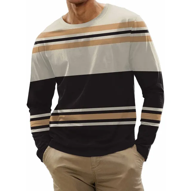 Sudadera Moda Estampado Raya Para Hombre Casual Manga Larga