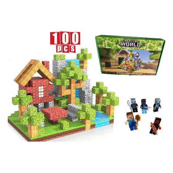 Set Construccion Bloques Magnéticos 100 Bloques + Figuras