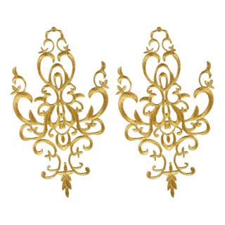 1 Par De Apliques Bordados Para Coser Parches Bordados Oro 1 Par De Apliques Bordados Para Coser Parches Bordados Oro