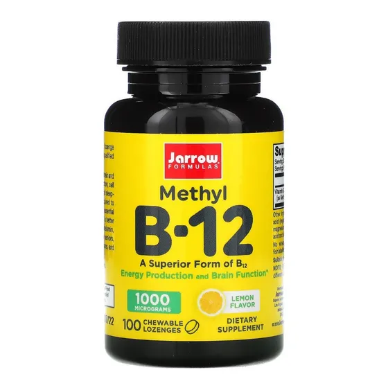 Suplemento en comprimidos masticables Jarrow Formulas Vitamina B12 sabor limón x 81g