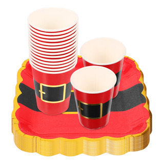 Juego De Platos Para Fiesta De Navidad, Rojo, Negro Y Dorado Juego De Platos Para Fiesta De Navidad, Rojo, Negro Y Dorado