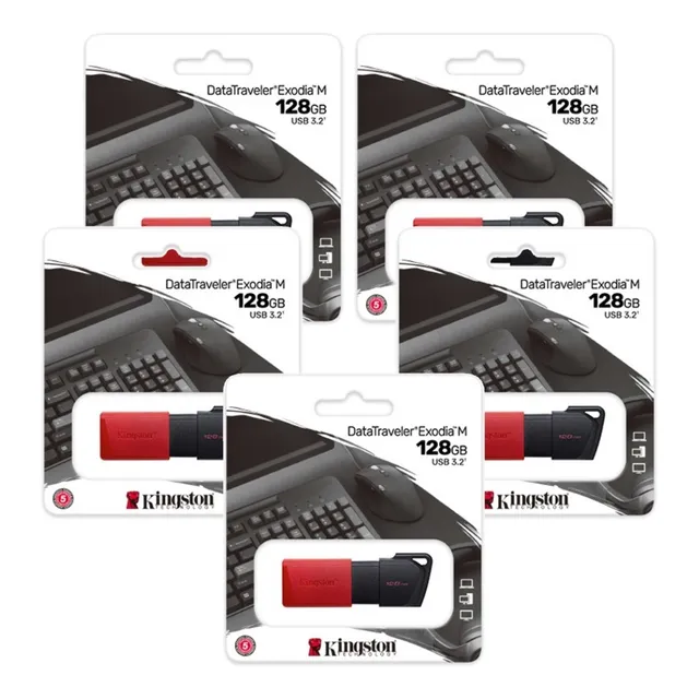 Kit 5 Memorias Usb Kingston 128gb Dtxm/128 3.2 Data Color Negro Liso