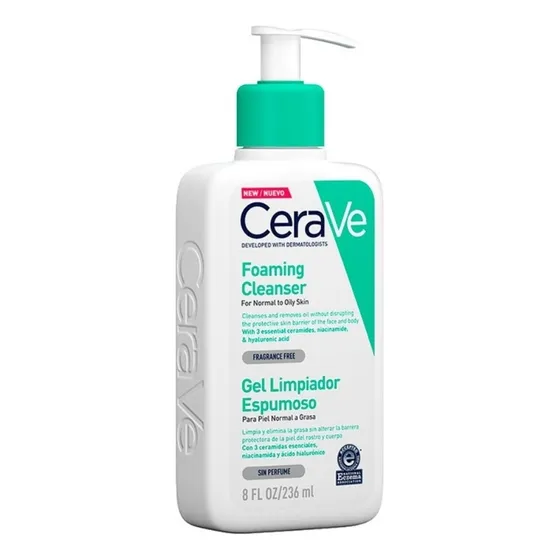 Gel Limpiador Cerave Espumoso Piel Normal A Grasa 236 Ml