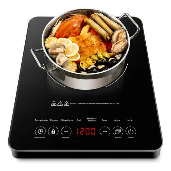 Sangkee Parrilla De Inducción Eléctrica, Estufa De Inducción Portátil, Quemador De Encimera Eléctrico De 1200 W Con Sensor Táctil Inteligente Y Temporizador Ajustable Con Apagado Automático