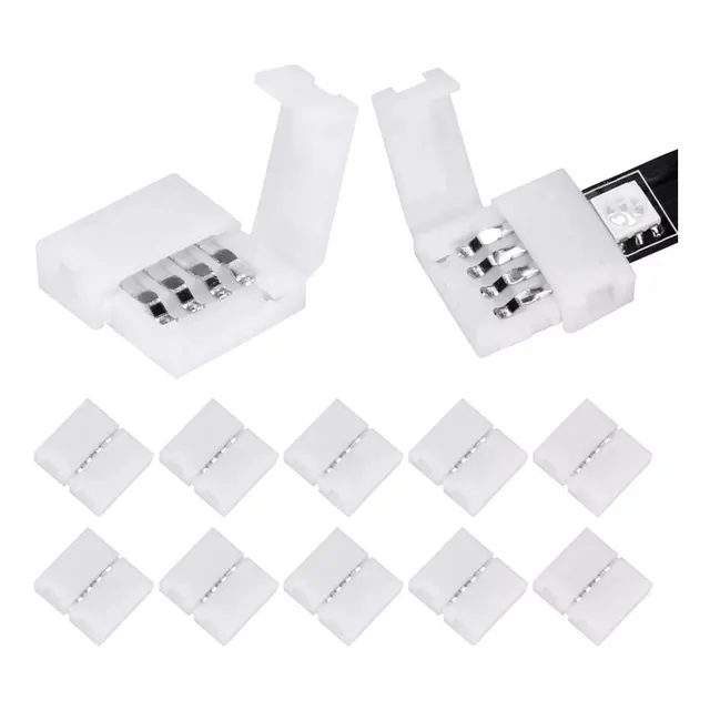 10 Conector Rgb 4 Pines Presión Union Para Cinta Led Rgb