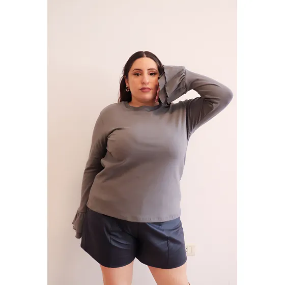 Buzo Mujer Ananá Plus Size Manga Doble Volado Talle Grande