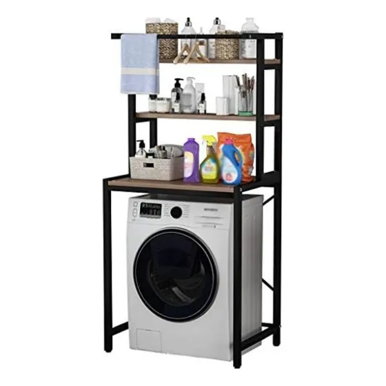 Estantería Mueble Acero Y Madera Multiuso P/ Lavarropa Baño