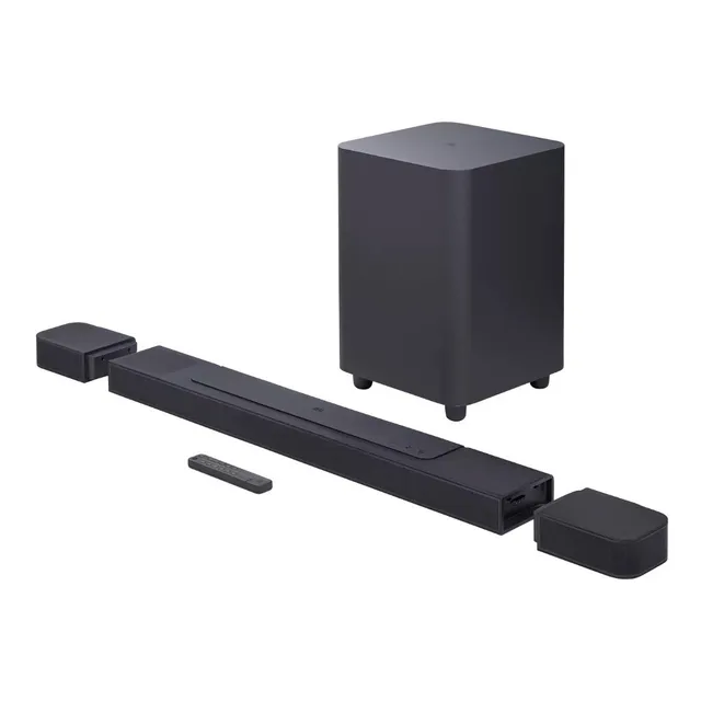 Barra de sonido Jbl Bar 1000 440w 7.1.4 canales - JBLBar1000ProblKBR Fuente de alimentación: 100 a 240 V AC, ~ 50/60 Hz
