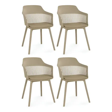 Kit 4 Cadeiras De Jantar Estofada Marcela Cor Nude Escuro Magazine Decor