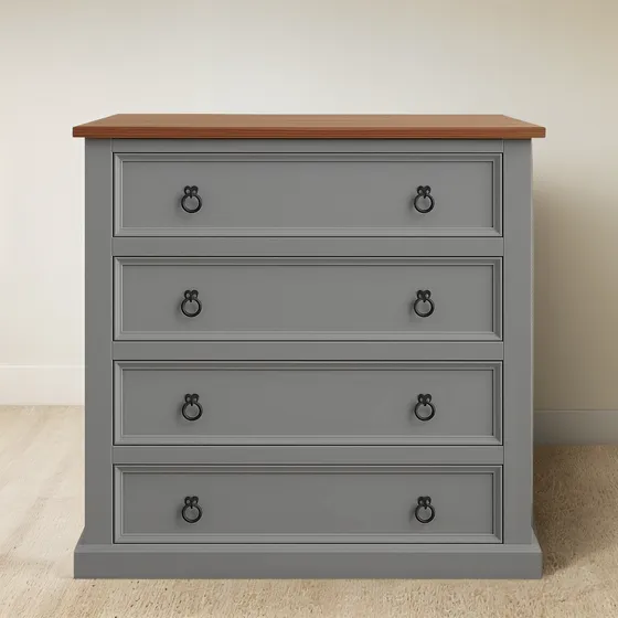 Comoda Cajonera Madera Maciza 4 Puertas Linea Mexicana