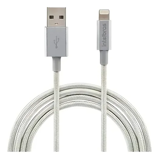 Cabo USB-A para Lightning de 1,5m em Nylon Branco EUAL 15NB Intelbras