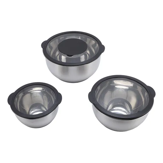 Tazas Para Mezclar De Acero Inoxidable, 3 Piezas, Tapas Y