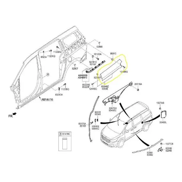 Moldura Costado Rh Sobre Riel Kia Carnival Original 15-21