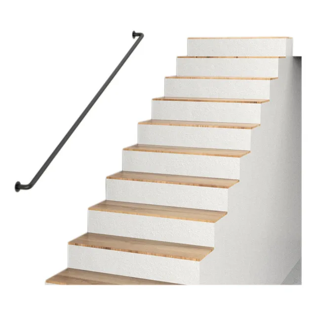 Barandal De Escalera Negra De 200cm Barandal Pasamanos Color Negro