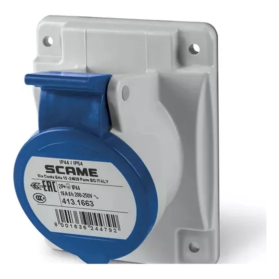 Toma Emp. Scame 16a 2p+t 200-250v Ip54 413.1663 Pack 10unid.