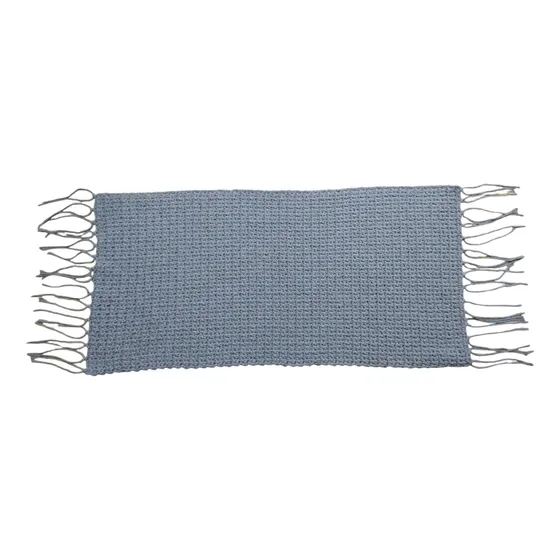 Alfombra Rectangular Gris, Tejida, 80x40 Cms (crochet)