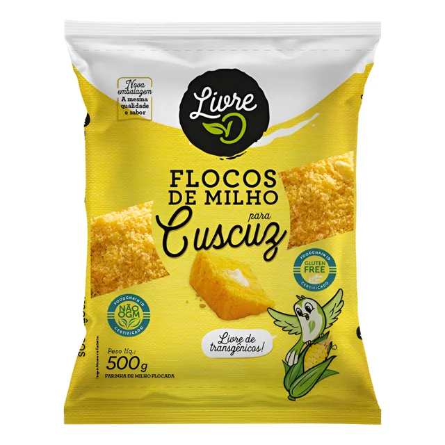 5 Flocos De Milho Para Cuscuz Livre De Transgênicos 0 Glúten