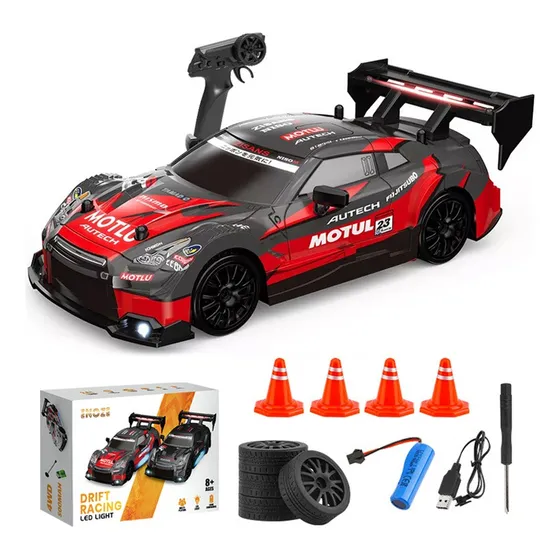 1:24 2.4g 4wd Alta Velocidad Drift Gtr/mustang Rc Car Color Rojo Personaje [veículos De Brinquedo De Controle Remoto