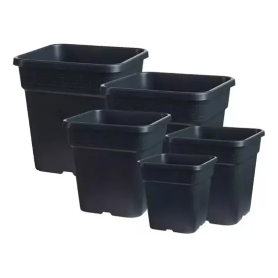 5 Macetas Cuadrada Negra Vega 5 Litros 19cm