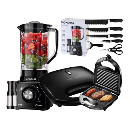 Kit Mondial Liquidificador + Sanduicheira Misteira Gril Faca