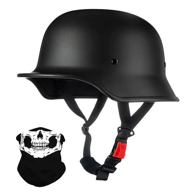 Pc Casco De Moto De Estilo Alemán, Medio Casco, Calavera
