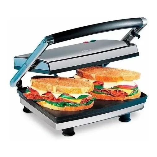 Sandwichera Press Grill Superficie Plana  Cromada Oster 