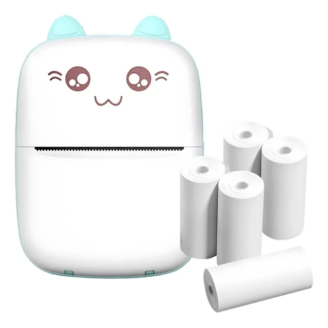 Mini Impresora Térmica + 5 Rollos Repuesto Papel Térmico