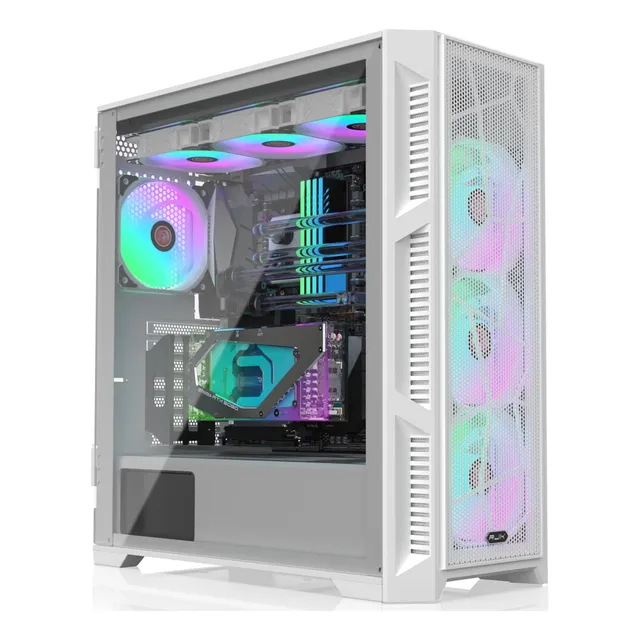 Gabinete Midi-tower Ultra Mesh Con Vidrio Templado Blanco