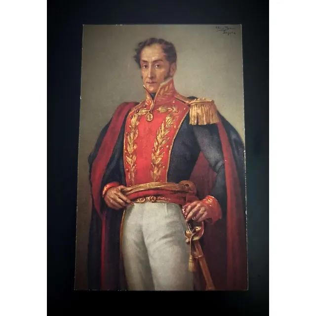 Antiguo Retrato Postal Del Libertador Simon Bolivar Años 30!