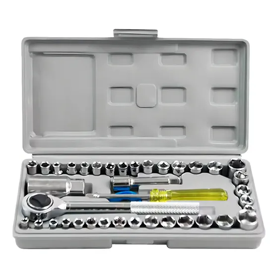 Juego De Herramientas Copas Ratchet X 40 Pcs Carro Moto Meca Color Gris