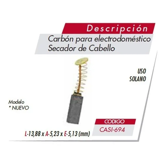Carbon Secador De Cabello Nuevo Solano  Casi-694 