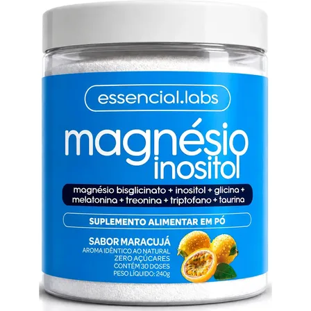 MAGNÉSIO INOSITOL - Fórmula Exclusiva com Magnésio Bisglicinato, Inositol, Glicina, Melatonina, Treonato, Triptofano e Taurina - 240g