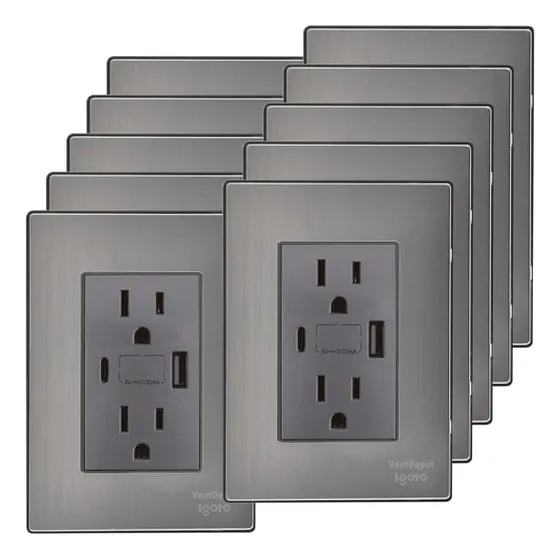 Conector Pared Usb C, Mxixb-006, 10pzas, Usb A/usb C/contact Color Plata