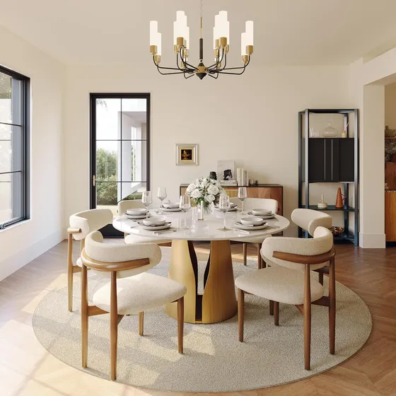 Mesa De Comedor Redonda Moderna De Mármol Con Pedestal De Ac
